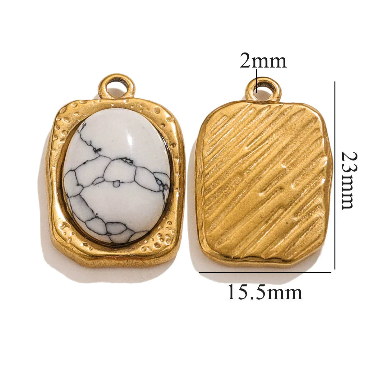 Wholesale Stainless Steel Oval Turquoise Pendant Maillard Style Personality Jewelry Pendant With Electroplating - Image 6