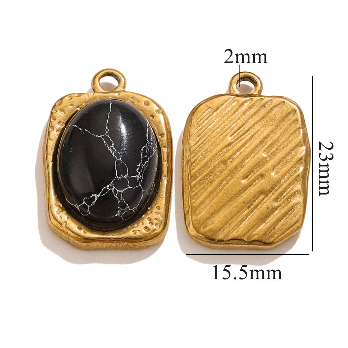 Wholesale Stainless Steel Oval Turquoise Pendant Maillard Style Personality Jewelry Pendant With Electroplating - Image 8