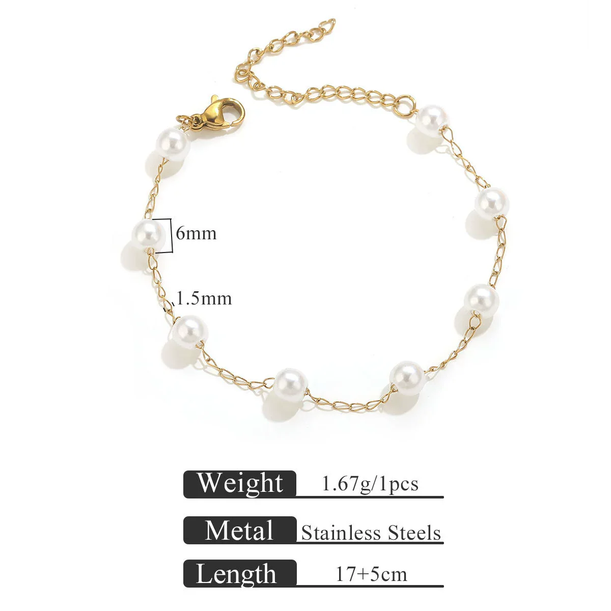 Wholesale Stainless Steel Pearl Totem Bracelet With Vacuum Goldplated Chain And Simple Design - Image 10