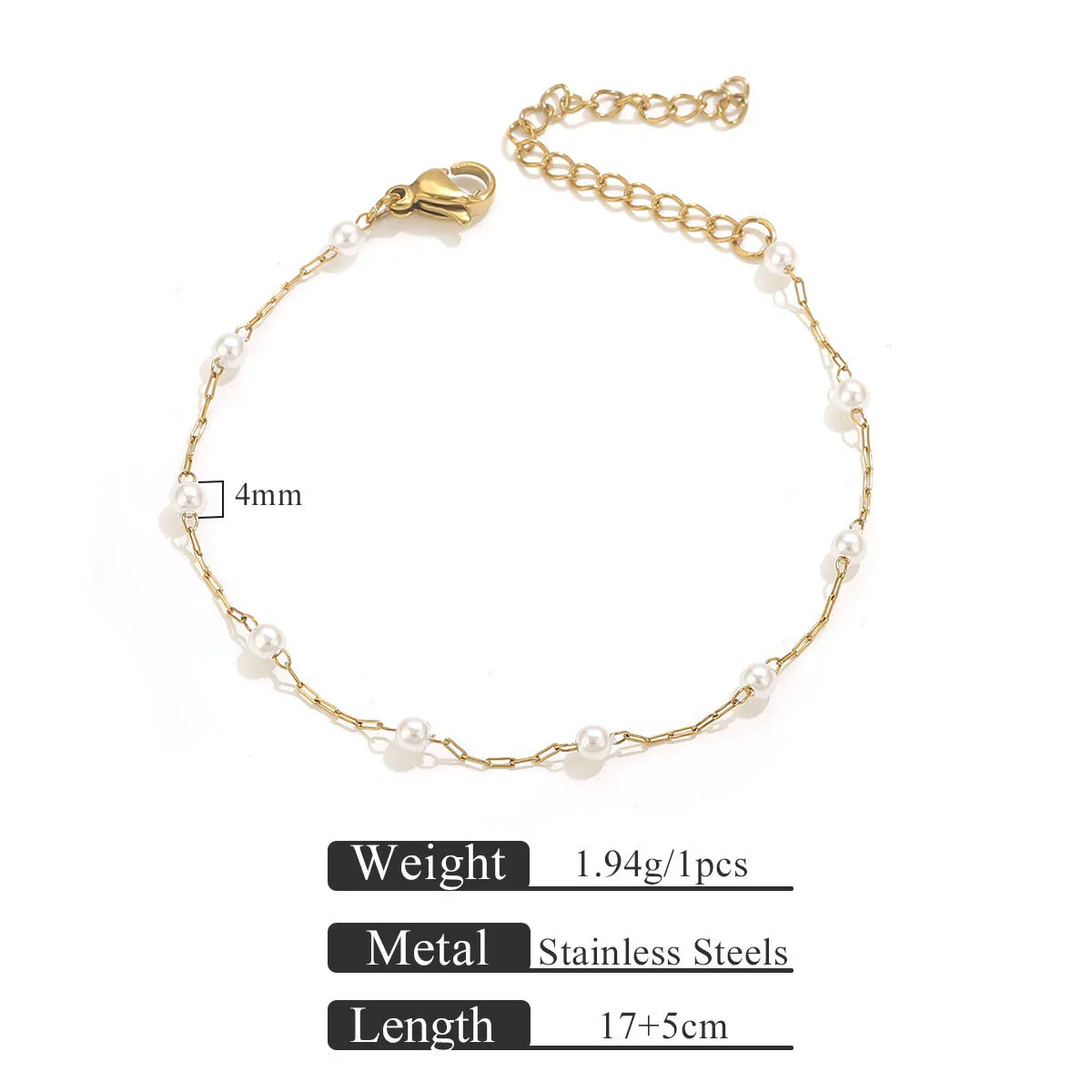 Wholesale Stainless Steel Pearl Totem Bracelet With Vacuum Goldplated Chain And Simple Design - Image 11