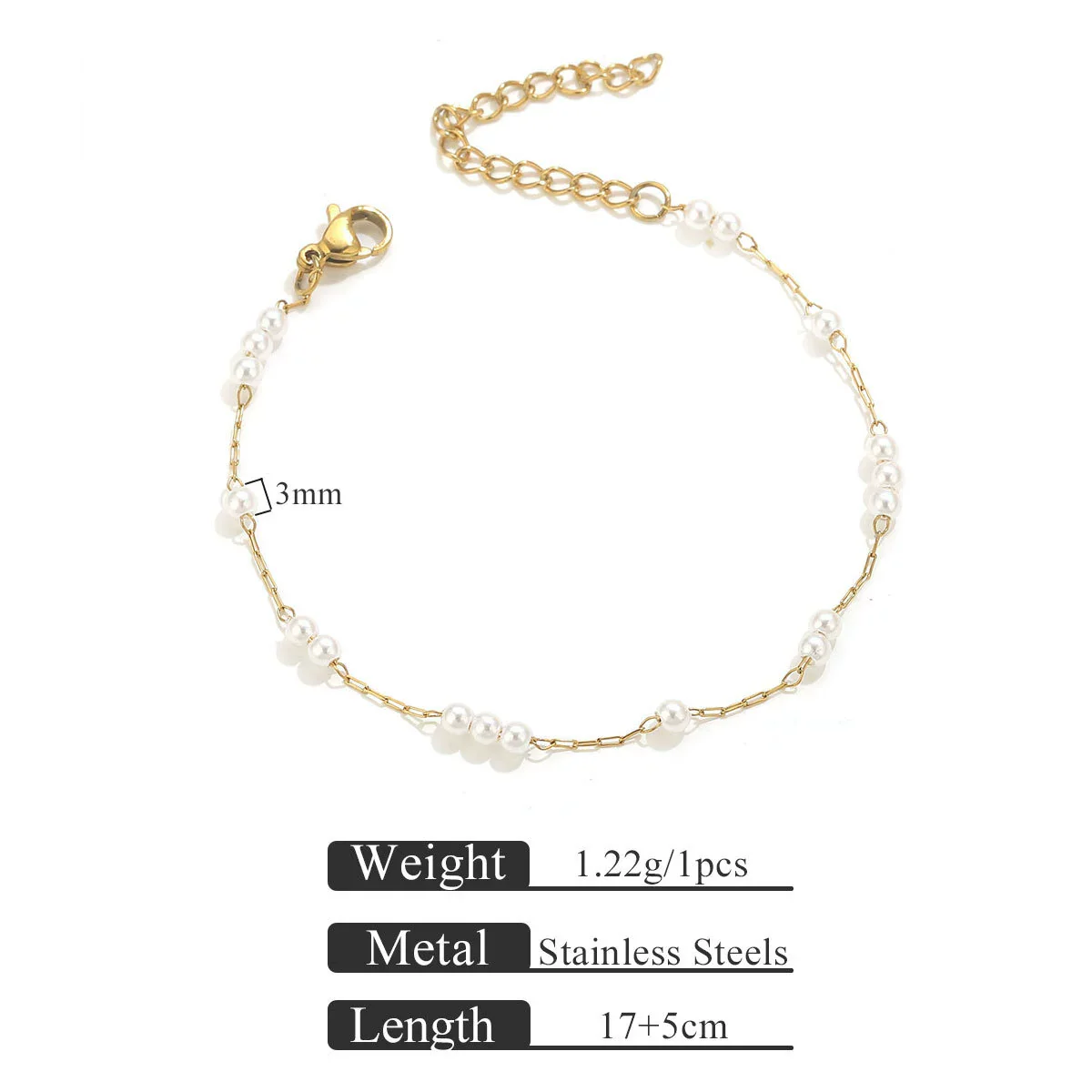 Wholesale Stainless Steel Pearl Totem Bracelet With Vacuum Goldplated Chain And Simple Design - Image 6
