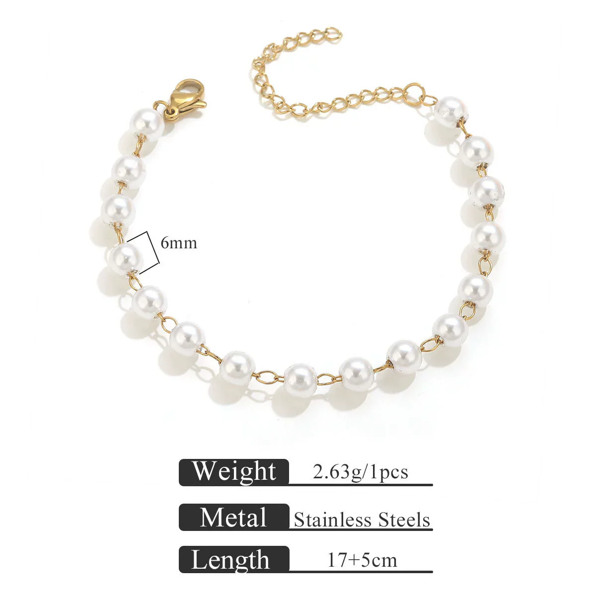 Wholesale Stainless Steel Pearl Totem Bracelet With Vacuum Goldplated Chain And Simple Design - Image 8