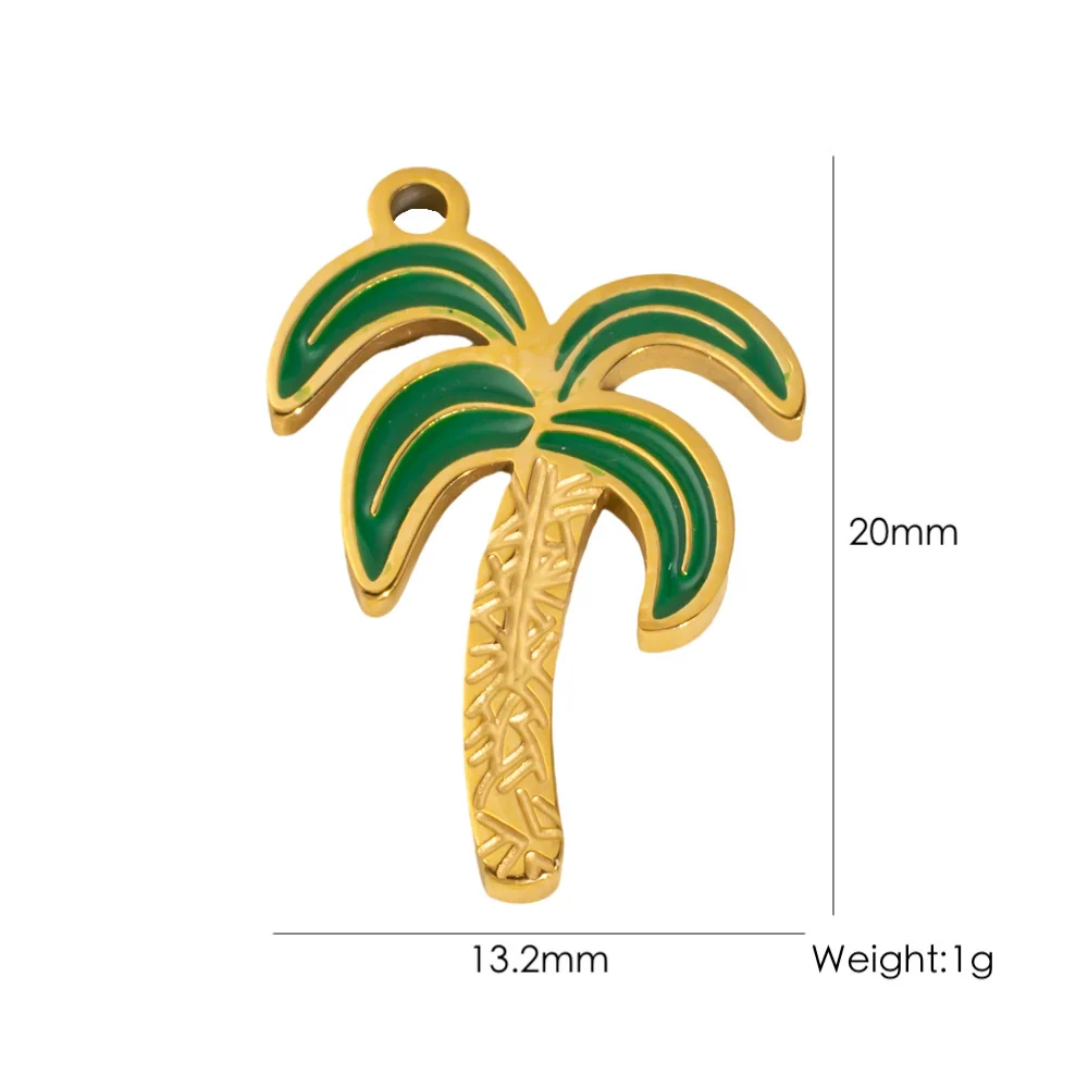 Wholesale Stainless Steel Pendant With Oil Dripping Coconut Tree Pattern Electroplated For Necklace And Bracelet - Image 5