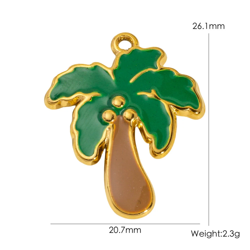 Wholesale Stainless Steel Pendant With Oil Dripping Coconut Tree Pattern Electroplated For Necklace And Bracelet - Image 6