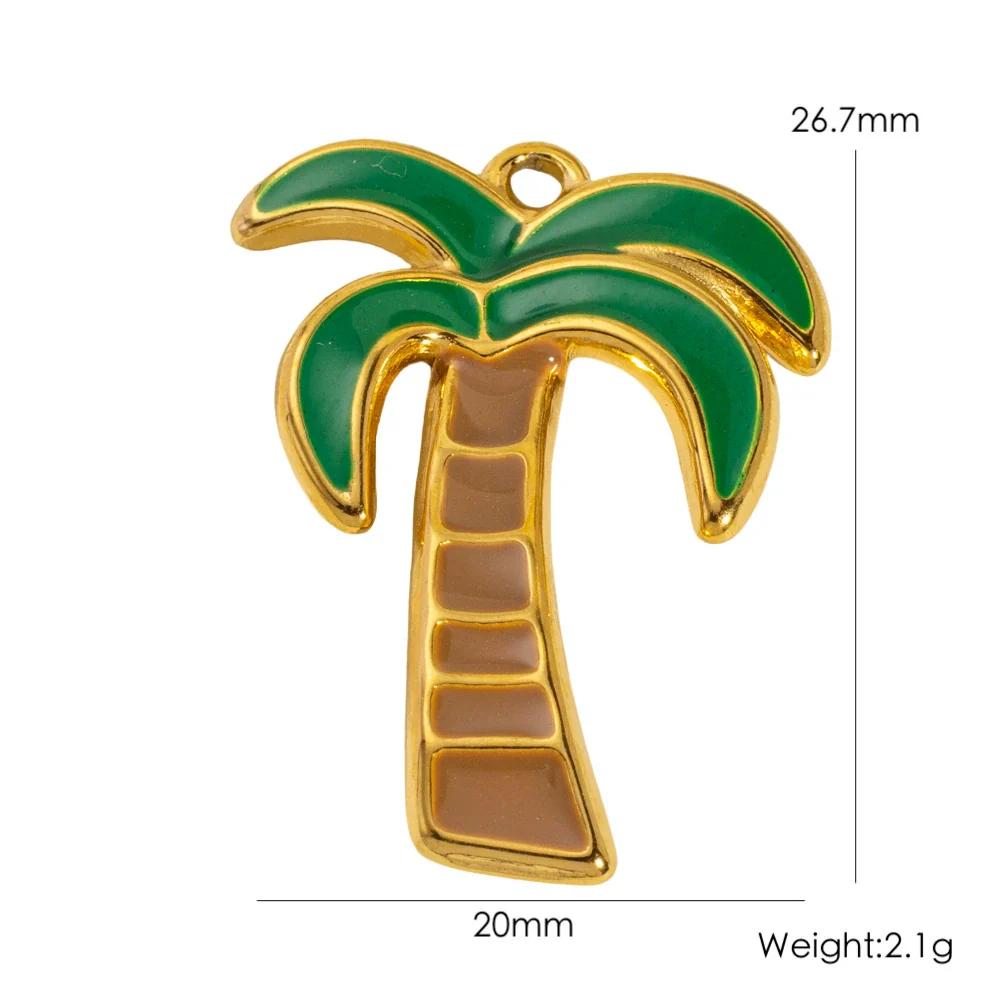 Wholesale Stainless Steel Pendant With Oil Dripping Coconut Tree Pattern Electroplated For Necklace And Bracelet - Image 7