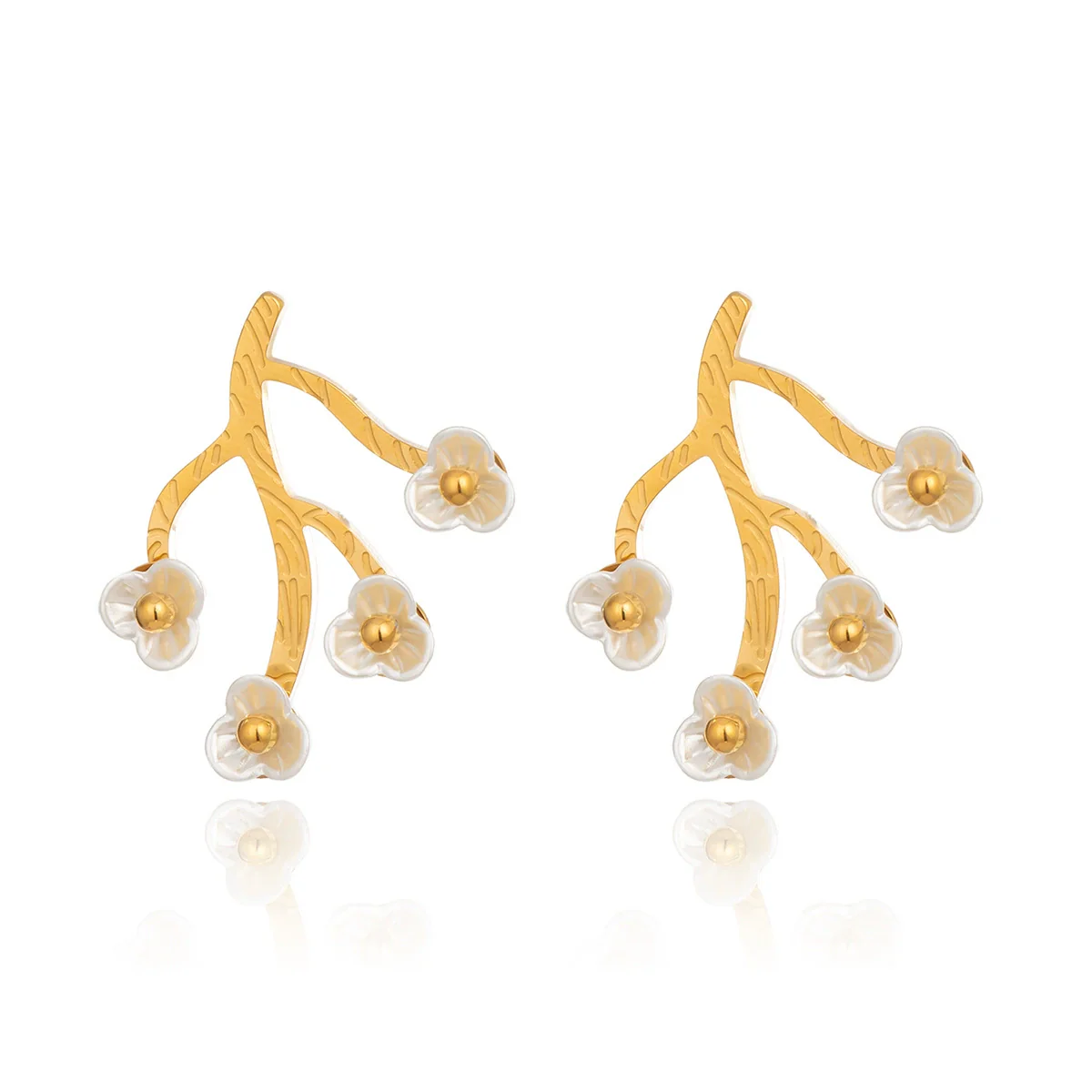 Wholesale Stainless Steel Pvd Furnace Vacuum Real Gold Plated Flower Shape Fairy Style Earrings For Women - Image 5