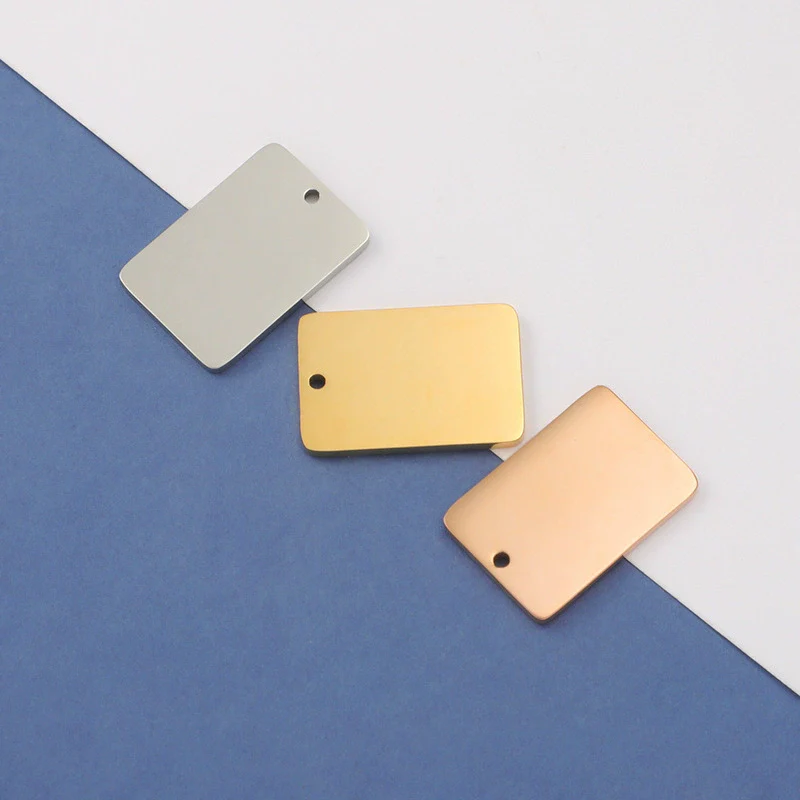 Wholesale Stainless Steel Rectangular Inner Hole Mirror Laser Pendant Jewelry Accessories - Image 2