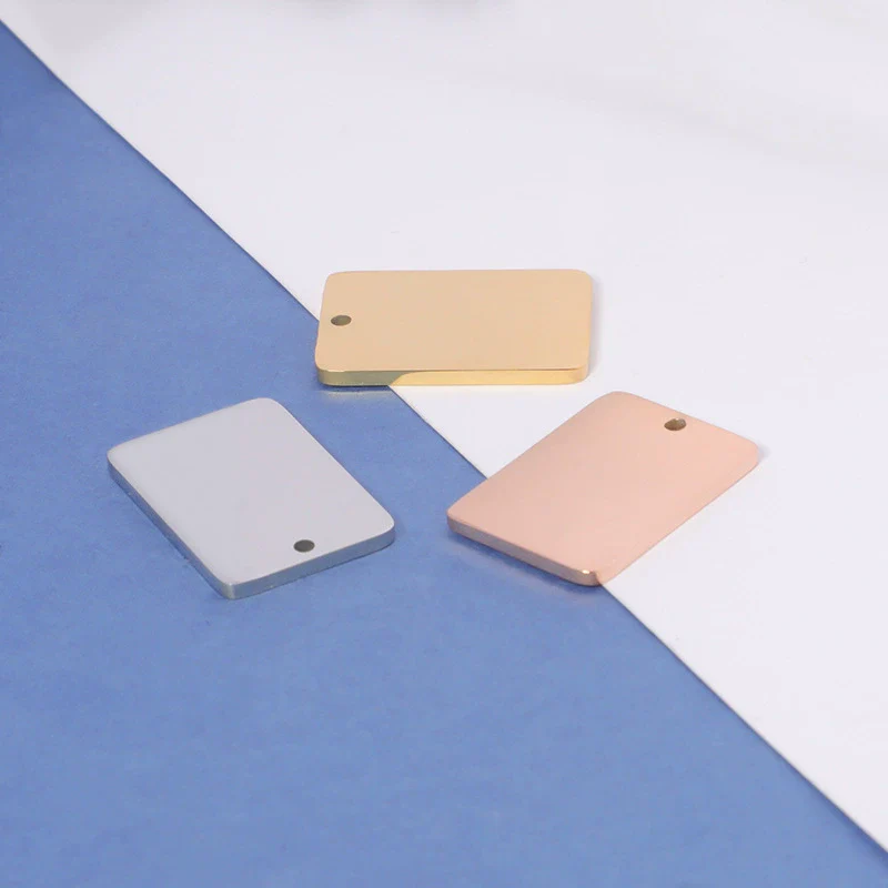 Wholesale Stainless Steel Rectangular Inner Hole Mirror Laser Pendant Jewelry Accessories - Image 4