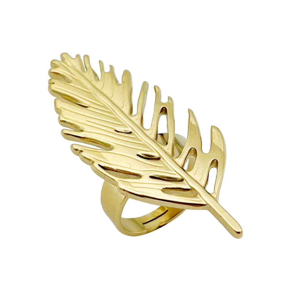 Wholesale Stainless Steel Retro Allmatch Hollow Ring With Plant Flowers Pattern And Electroplating Treatment - Image 5