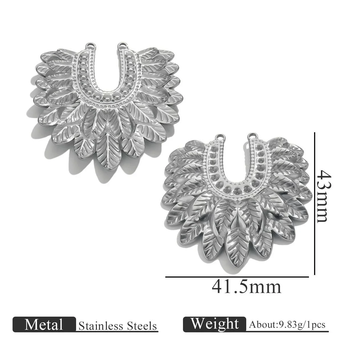 Wholesale Stainless Steel Retro Style Embossed Texture Gold Pendant Set With Flower Heart Fanshaped And Leaf Shapes Electroplated Diy Jewelry Accessories - Image 11