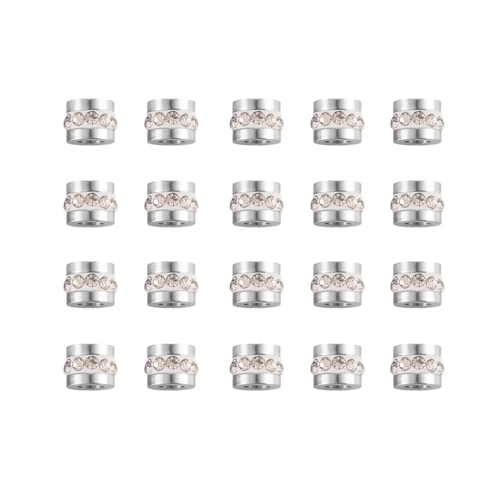 Wholesale Stainless Steel Rhinestone Cylindrical Beads Jewelry For Diy Bracelet And Necklace Trendy Style With Diamond Pattern And Epoxy Process - Image 10