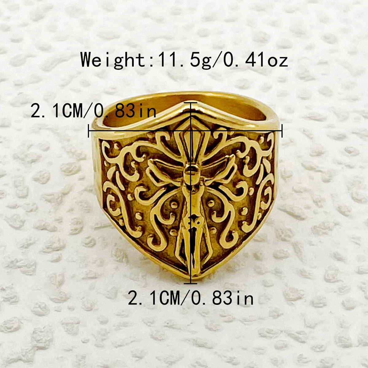 Wholesale Stainless Steel Ring With Snakeskin Pattern And Embossed Design French Retro Style Electroplated - Image 2