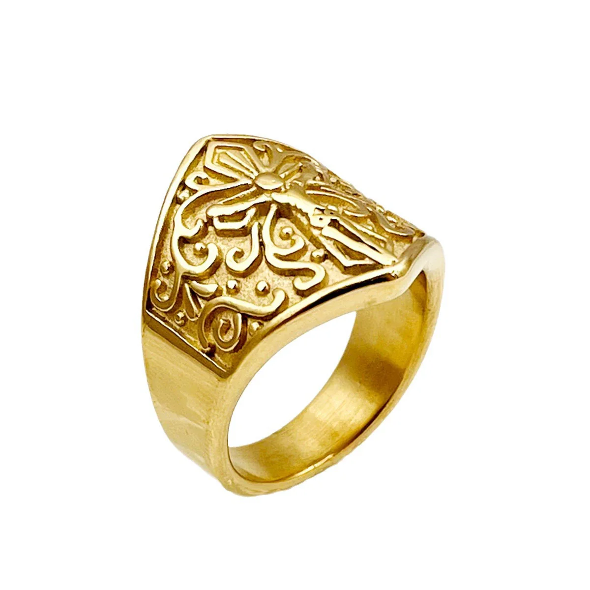 Wholesale Stainless Steel Ring With Snakeskin Pattern And Embossed Design French Retro Style Electroplated - Image 5