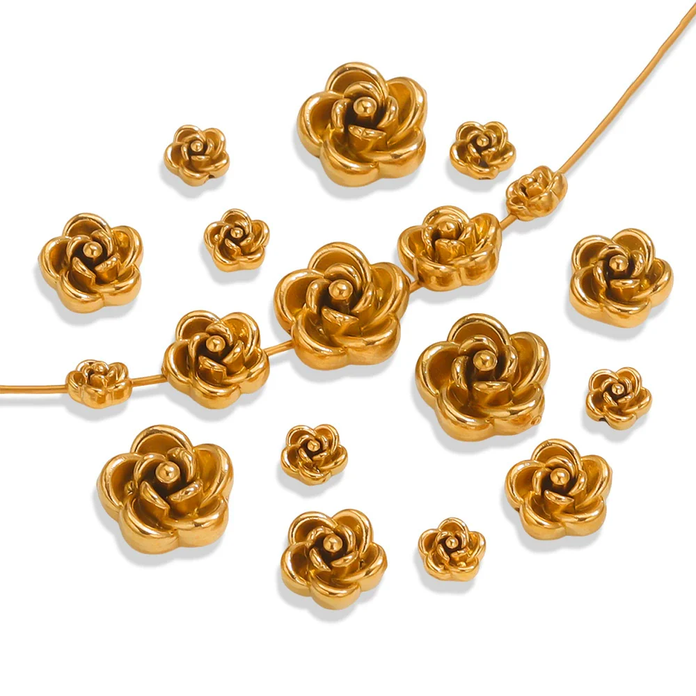 Wholesale Stainless Steel Rose Pattern Handmade Casting Beaded Jewelry Accessories Bracelet And Necklace