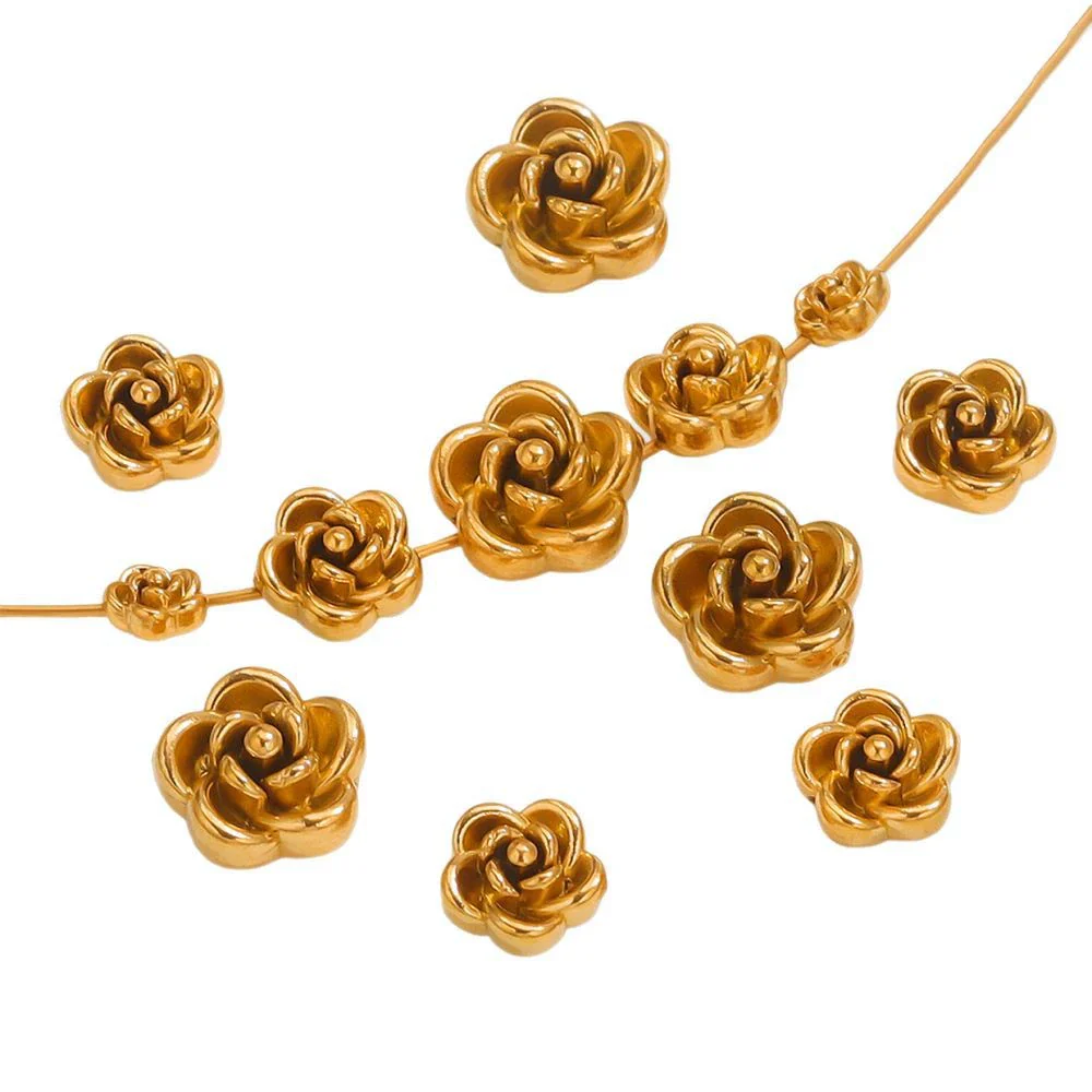 Wholesale Stainless Steel Rose Pattern Handmade Casting Beaded Jewelry Accessories Bracelet And Necklace - Image 5