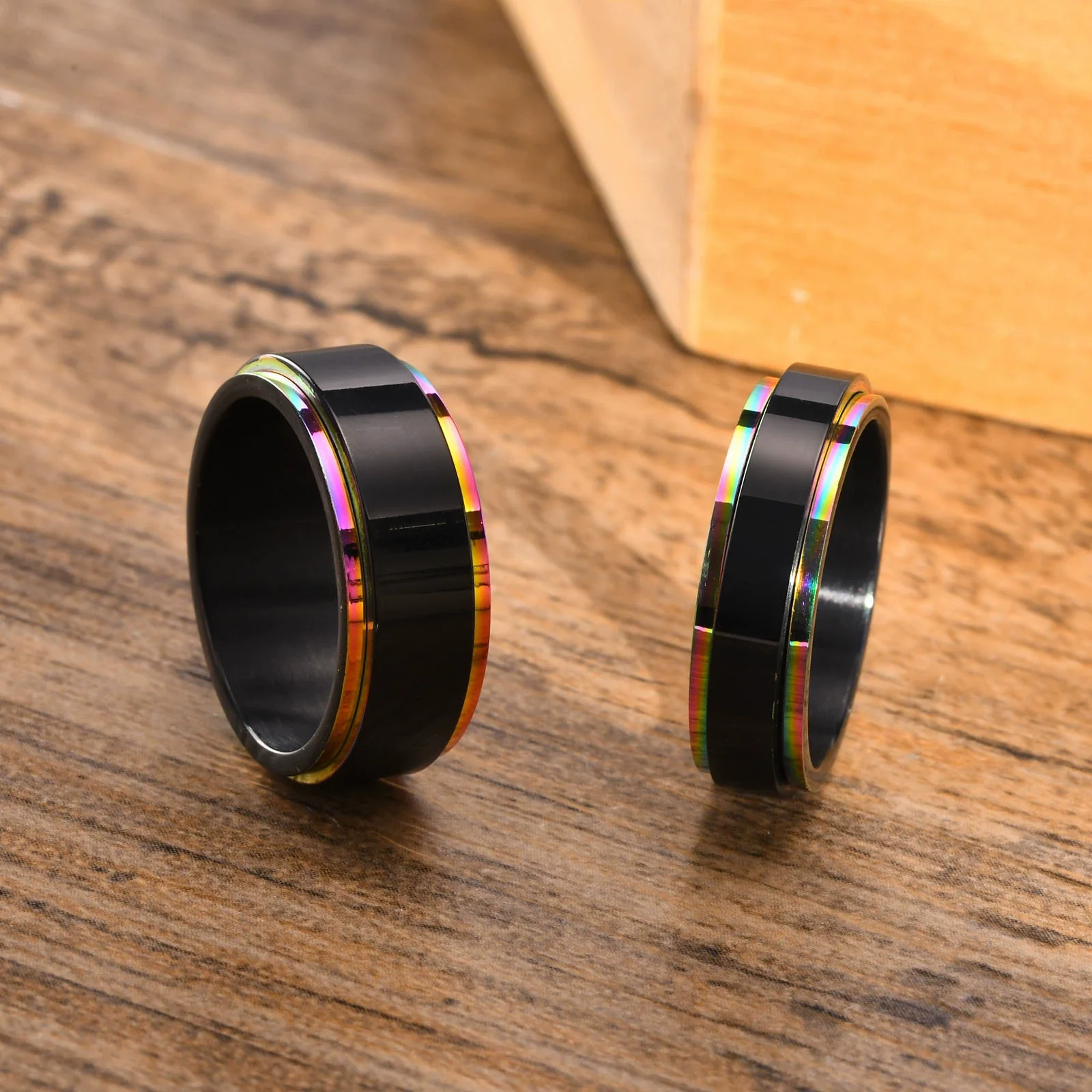 Wholesale Stainless Steel Rotatable Ring For Men In Black - Image 2