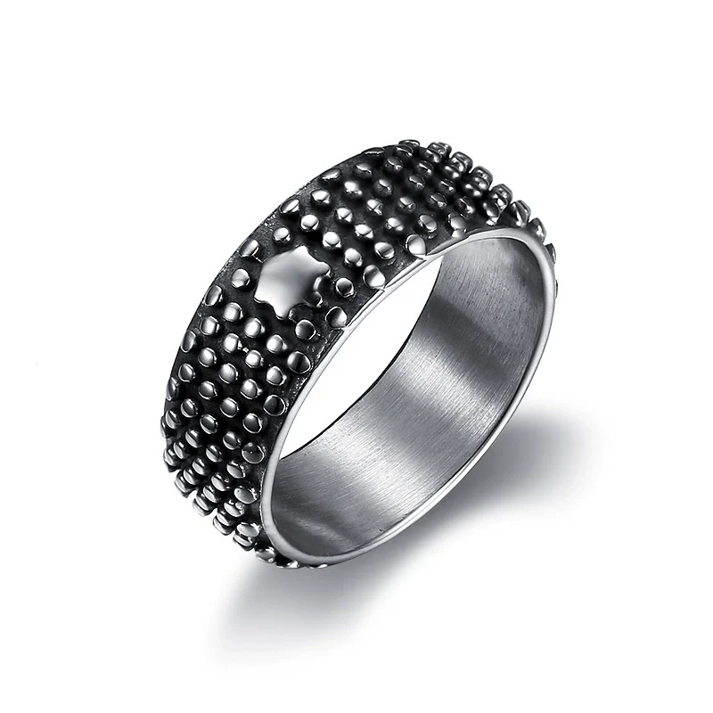 Wholesale Stainless Steel Round Ring Hiphop Retro Style Personality Design Apply Oil Processing Unisex - Image 2