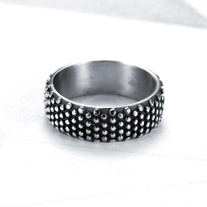 Wholesale Stainless Steel Round Ring Hiphop Retro Style Personality Design Apply Oil Processing Unisex - Image 3