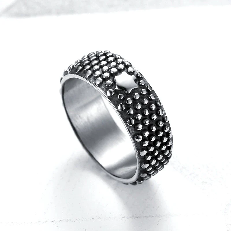 Wholesale Stainless Steel Round Ring Hiphop Retro Style Personality Design Apply Oil Processing Unisex - Image 5