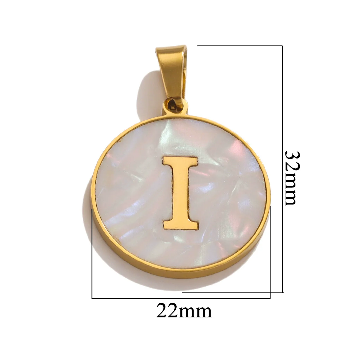 Wholesale Stainless Steel Round Shell Letter Pendant Jewelry Accessories Necklace Electroplated 18K Diy Handmade Fashion Style - Image 14