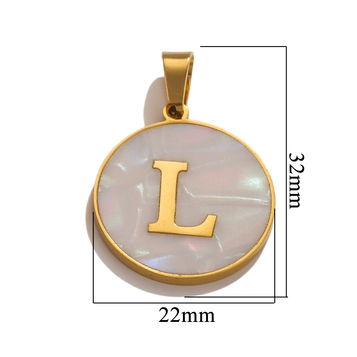 Wholesale Stainless Steel Round Shell Letter Pendant Jewelry Accessories Necklace Electroplated 18K Diy Handmade Fashion Style - Image 17