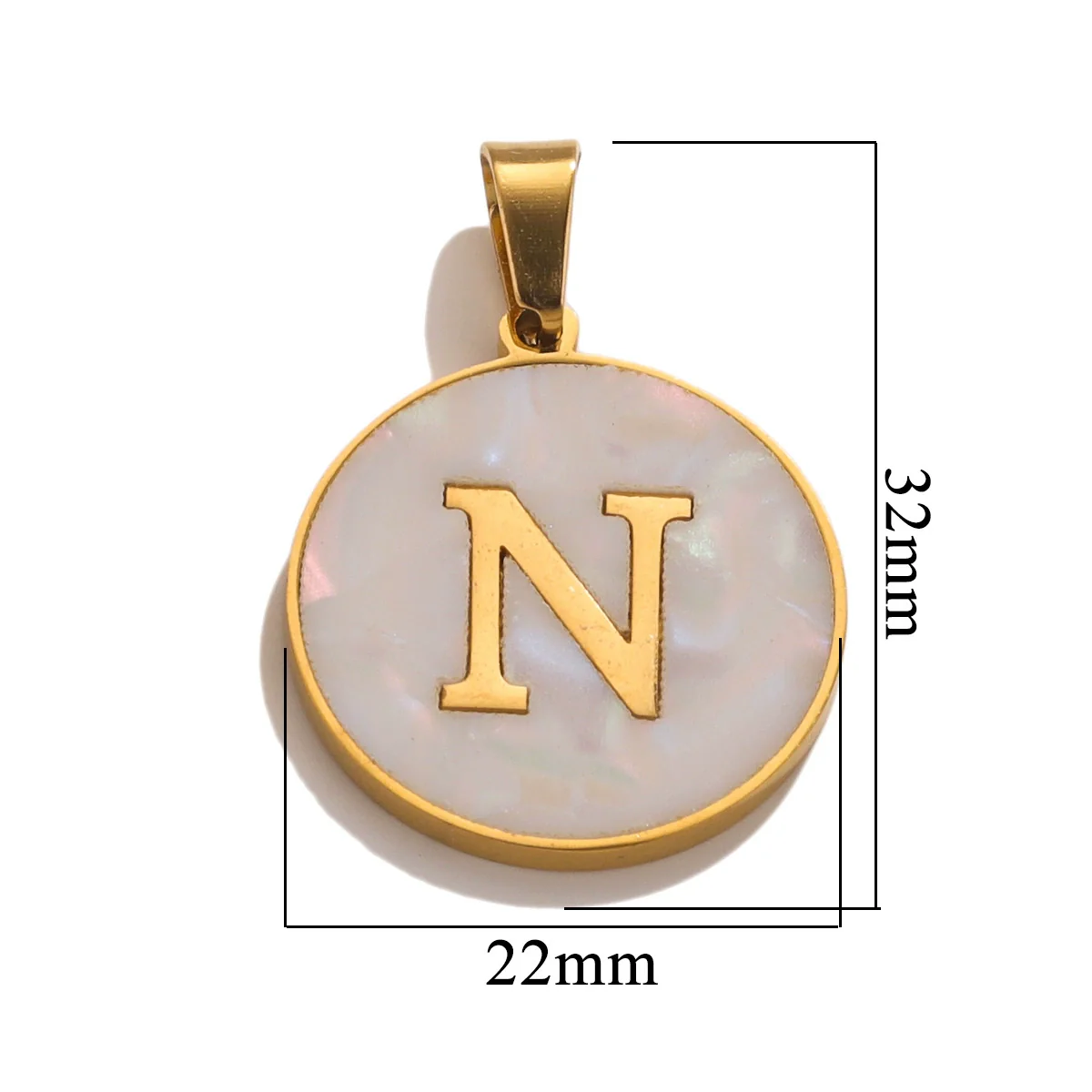 Wholesale Stainless Steel Round Shell Letter Pendant Jewelry Accessories Necklace Electroplated 18K Diy Handmade Fashion Style - Image 19