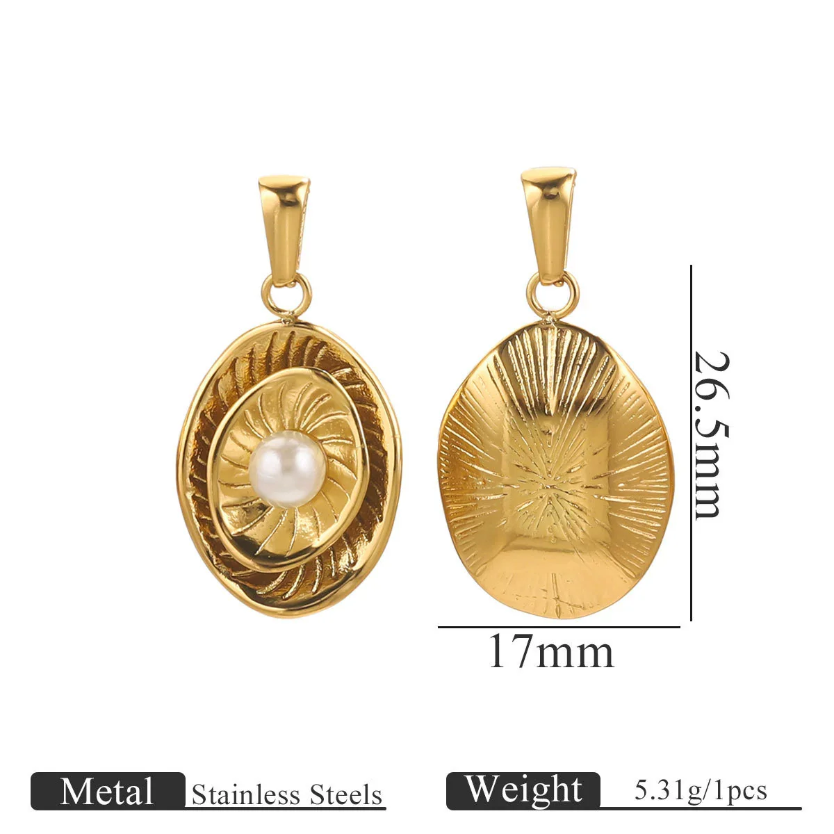 Wholesale Stainless Steel Shell Pattern Imitation Pearl Pendant Jewelry Accessories With Electroplating For Necklace And Bracelet - Image 7