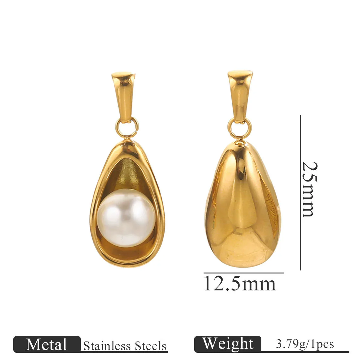 Wholesale Stainless Steel Shell Pattern Imitation Pearl Pendant Jewelry Accessories With Electroplating For Necklace And Bracelet - Image 8