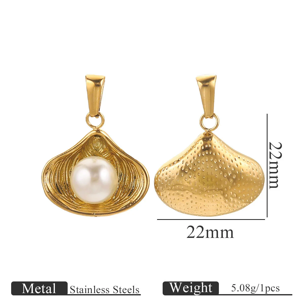 Wholesale Stainless Steel Shell Pattern Imitation Pearl Pendant Jewelry Accessories With Electroplating For Necklace And Bracelet - Image 9