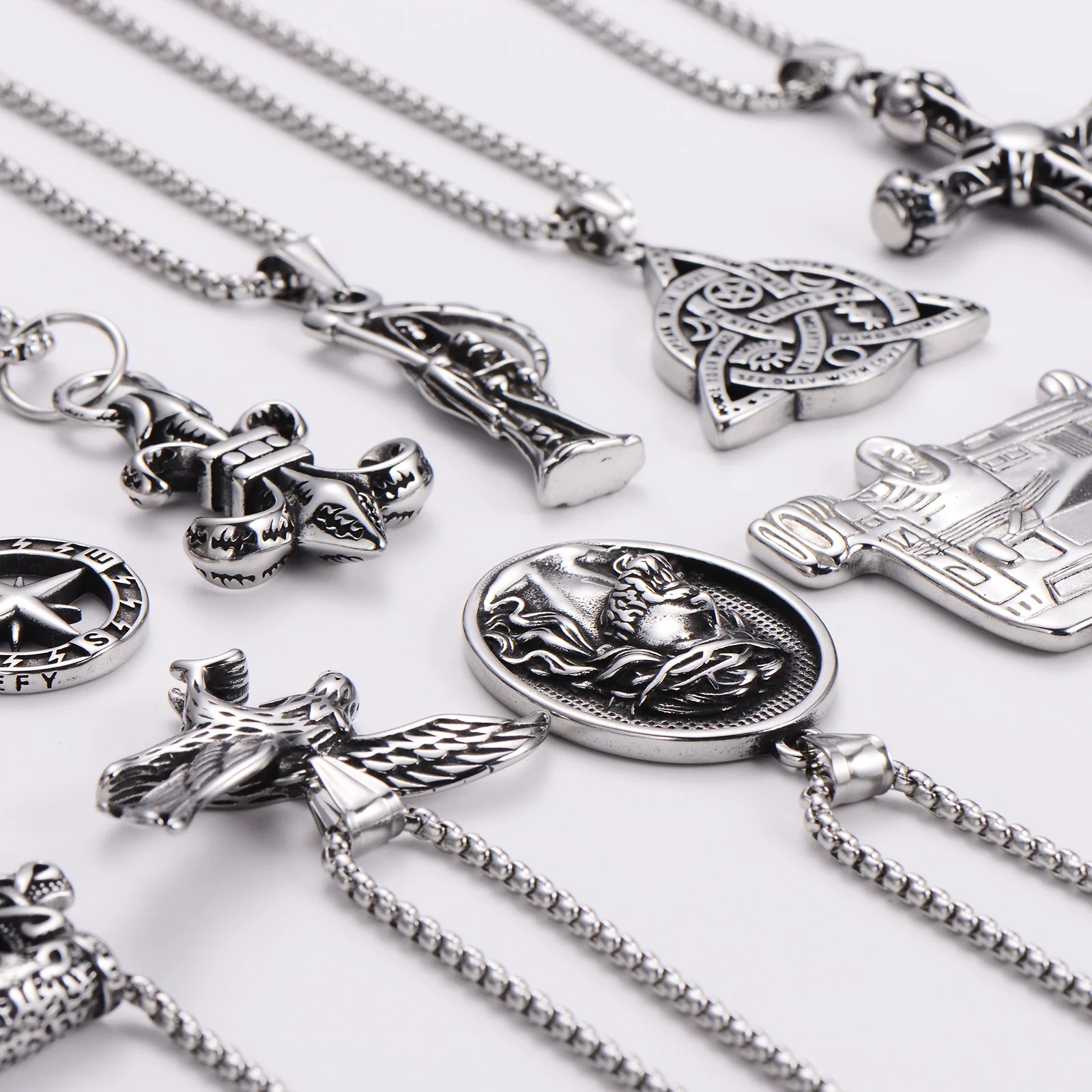 Wholesale Stainless Steel Ship Anchor Cross Truck Pendant Necklace For Men With Geometric Style And Polishing Process - Image 3