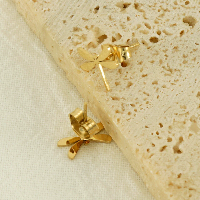 Wholesale 316L Stainless Steel Simple Style Dragonfly Earrings With Electroplating Treatment For Women - Image 3