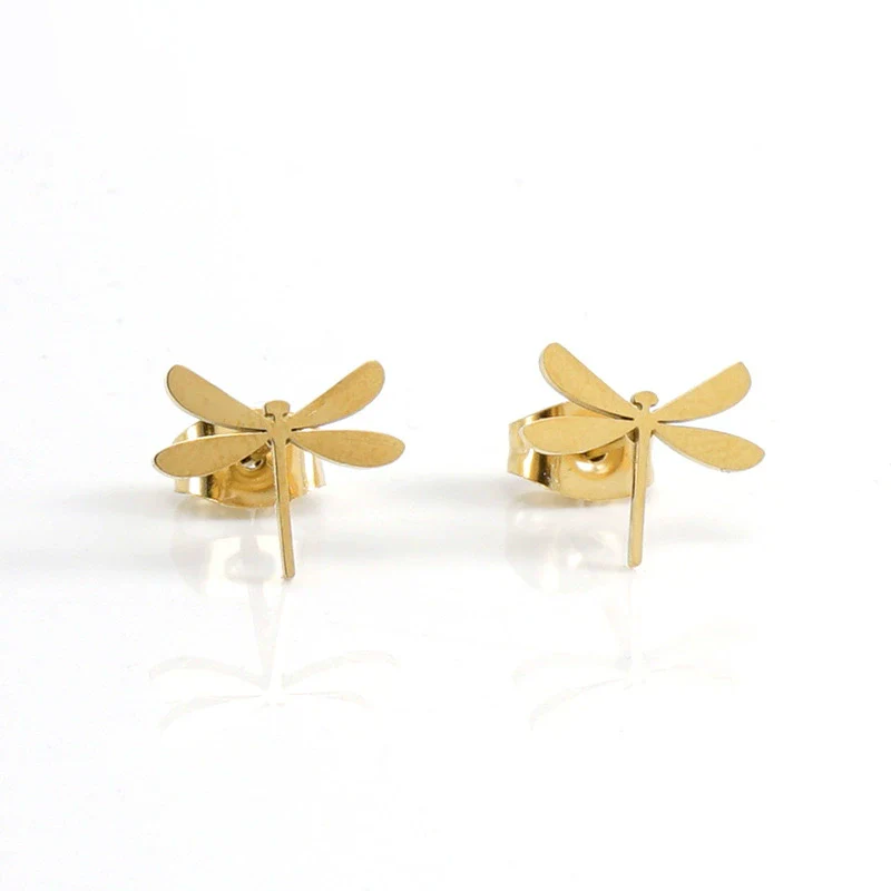Wholesale 316L Stainless Steel Simple Style Dragonfly Earrings With Electroplating Treatment For Women - Image 5