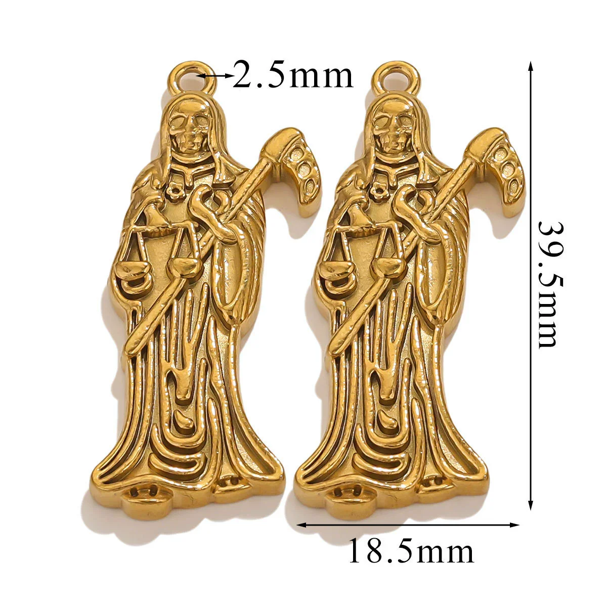 Wholesale Stainless Steel Skull Sickle Crown Pendant Necklace Vacuum Plated 18K Gold Cartoon Character Style - Image 10