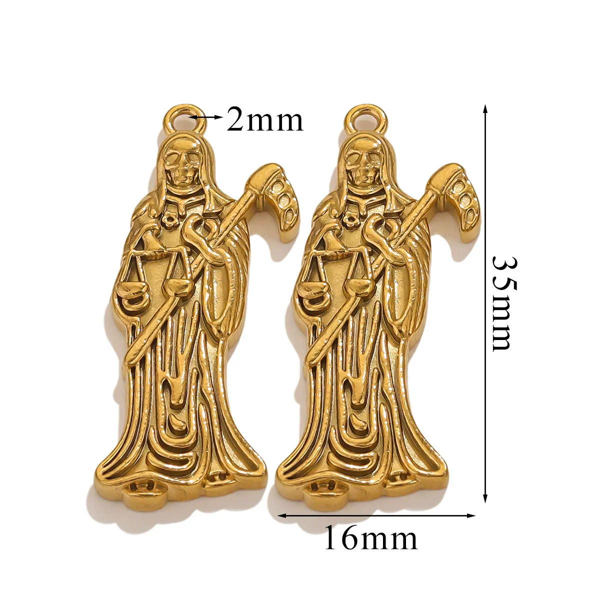 Wholesale Stainless Steel Skull Sickle Crown Pendant Necklace Vacuum Plated 18K Gold Cartoon Character Style - Image 11