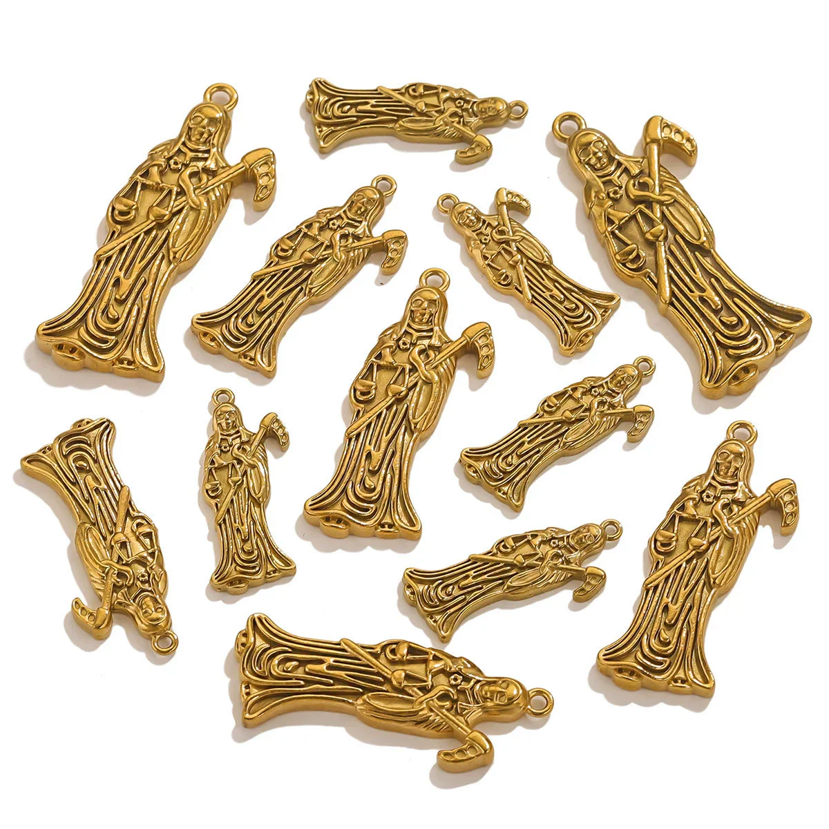 Wholesale Stainless Steel Skull Sickle Crown Pendant Necklace Vacuum Plated 18K Gold Cartoon Character Style - Image 4