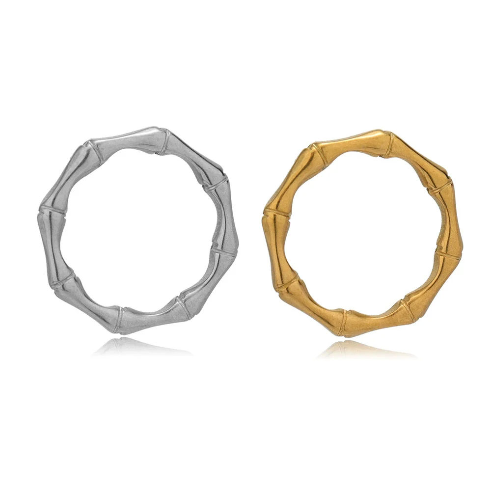 Wholesale Stainless Steel Slub Circle Bamboo Pendant Bracelet Necklace Accessories Electroplating Natural Style