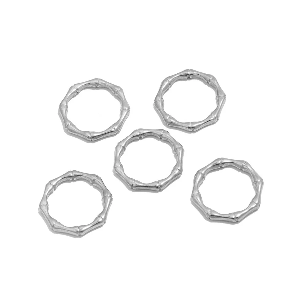 Wholesale Stainless Steel Slub Circle Bamboo Pendant Bracelet Necklace Accessories Electroplating Natural Style - Image 2