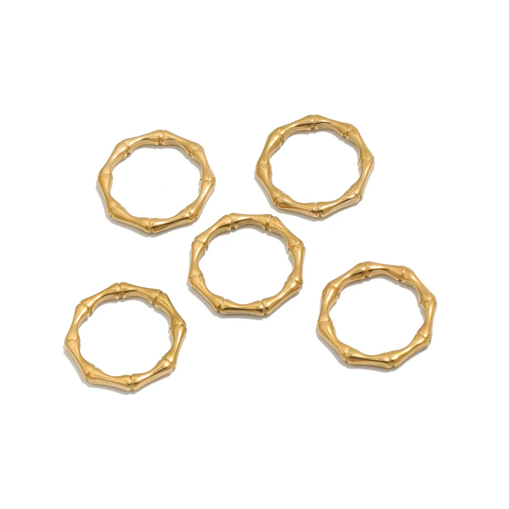 Wholesale Stainless Steel Slub Circle Bamboo Pendant Bracelet Necklace Accessories Electroplating Natural Style - Image 5