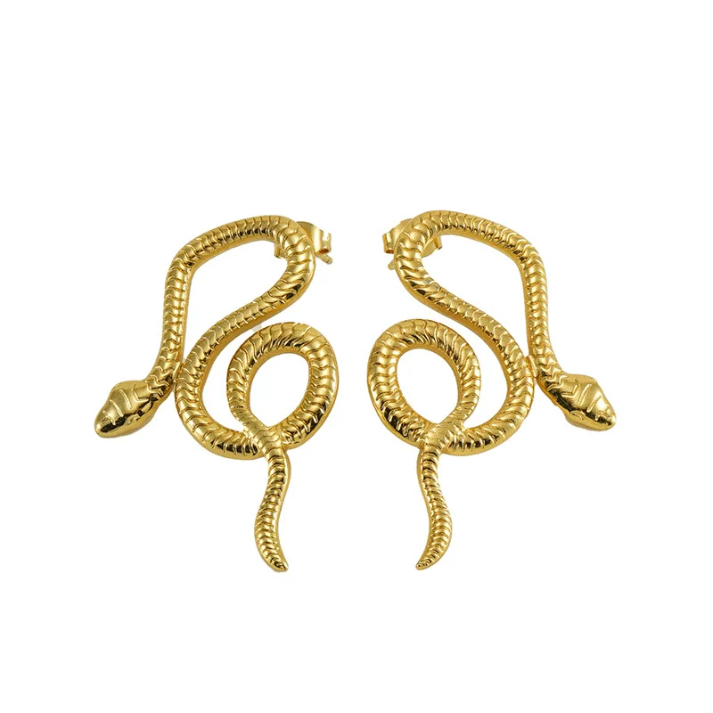 Wholesale 316L Stainless Steel Snakeshaped Earrings 18K Gold Plated Animal Style - Image 4
