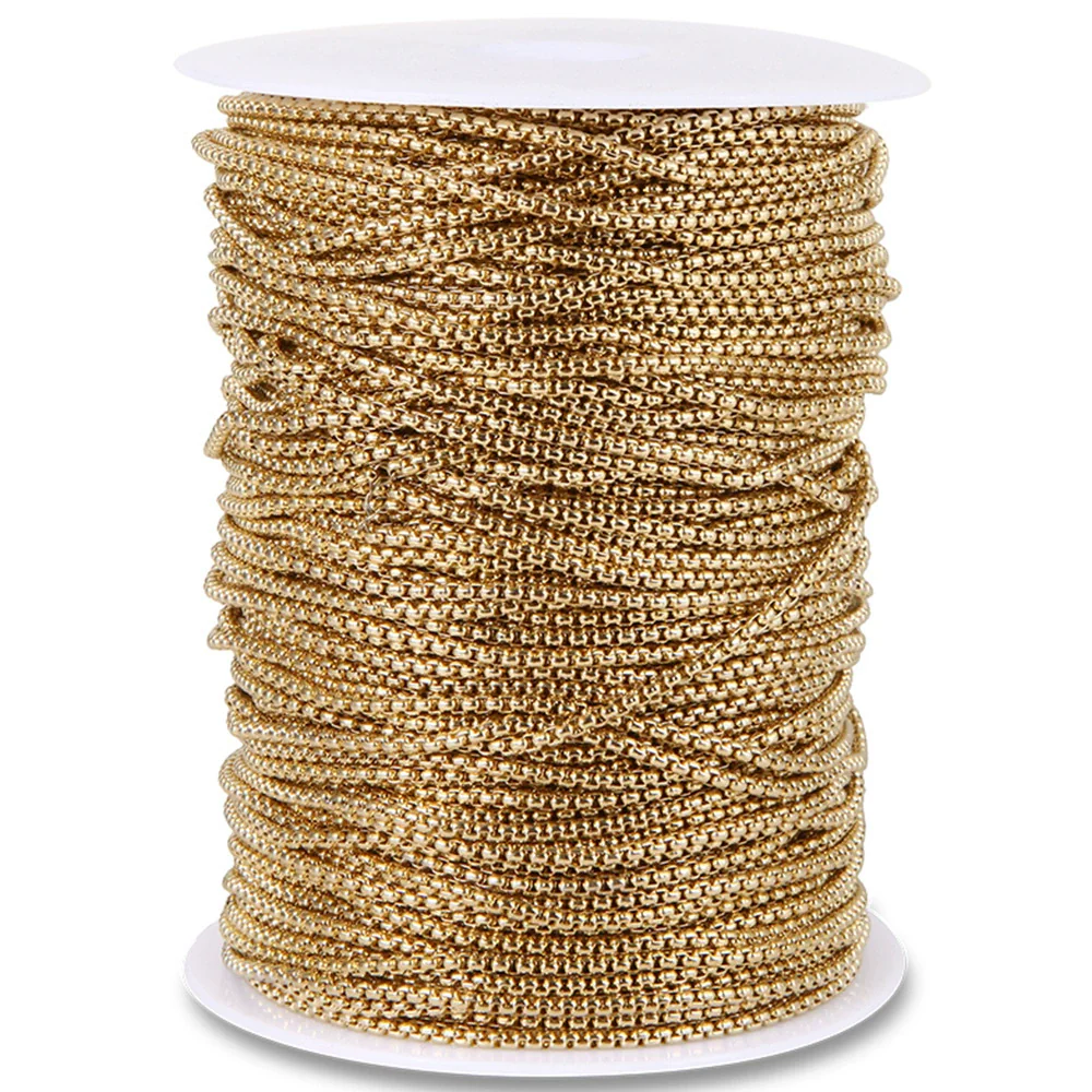 Wholesale Stainless Steel Square Pearl Keel Chain Necklace Jewelry Accessories With Electroplating Simple Geometric Style