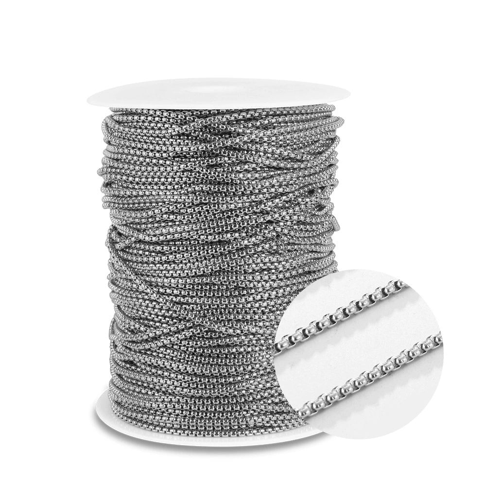 Wholesale Stainless Steel Square Pearl Keel Chain Necklace Jewelry Accessories With Electroplating Simple Geometric Style - Image 6