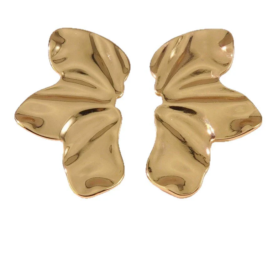 Wholesale Stainless Steel Stamped Threedimensional Flower Petal Earrings For Women In Medieval Style - Image 5