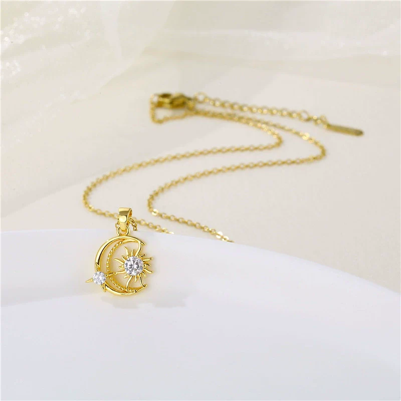Wholesale Stainless Steel Star And Moon Pendant Ochain Necklace Electroplated Unisex - Image 4