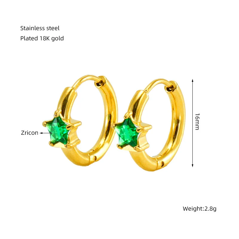 Wholesale 316L Stainless Steel Star And Round Zircon Inlaid Earrings For Women - Image 7