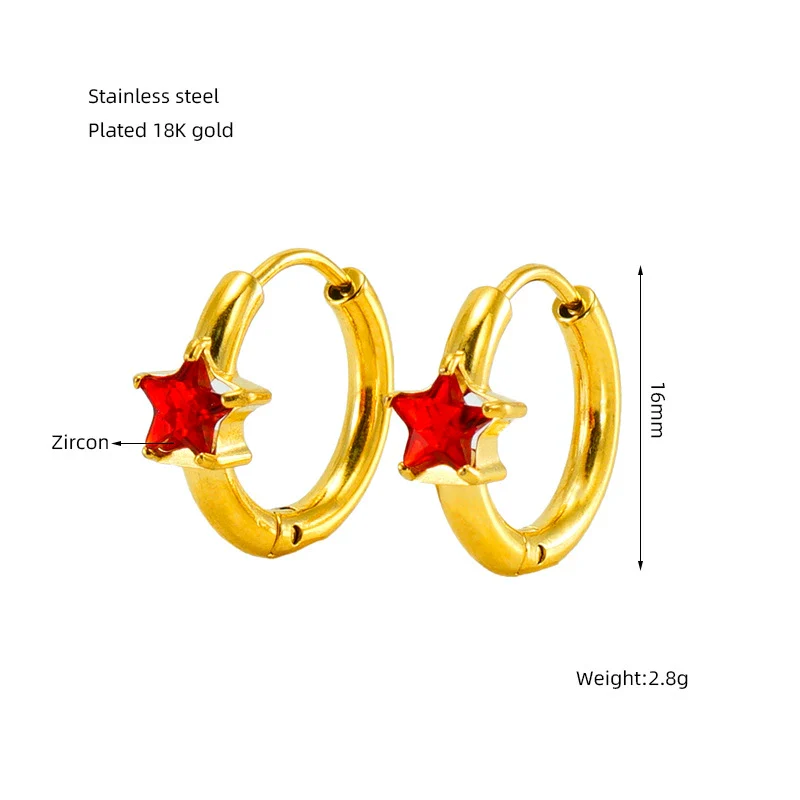 Wholesale 316L Stainless Steel Star And Round Zircon Inlaid Earrings For Women - Image 8
