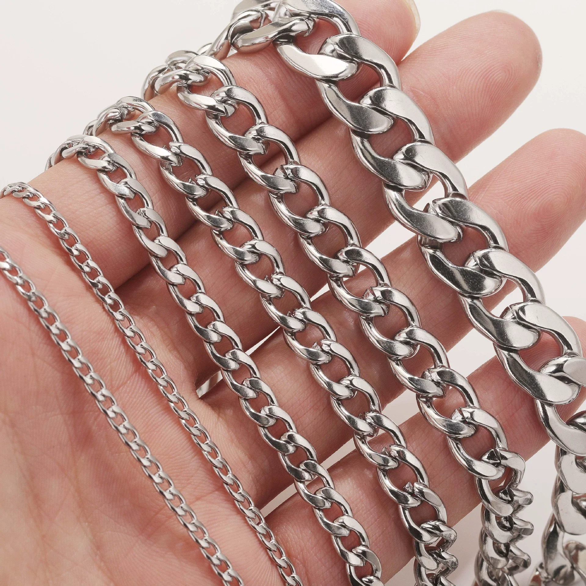 Wholesale Stainless Steel Thread Pattern Electroplated Cuban And Rice Chain Jewelry Accessories For Diy Necklace And Bracelet - Image 3