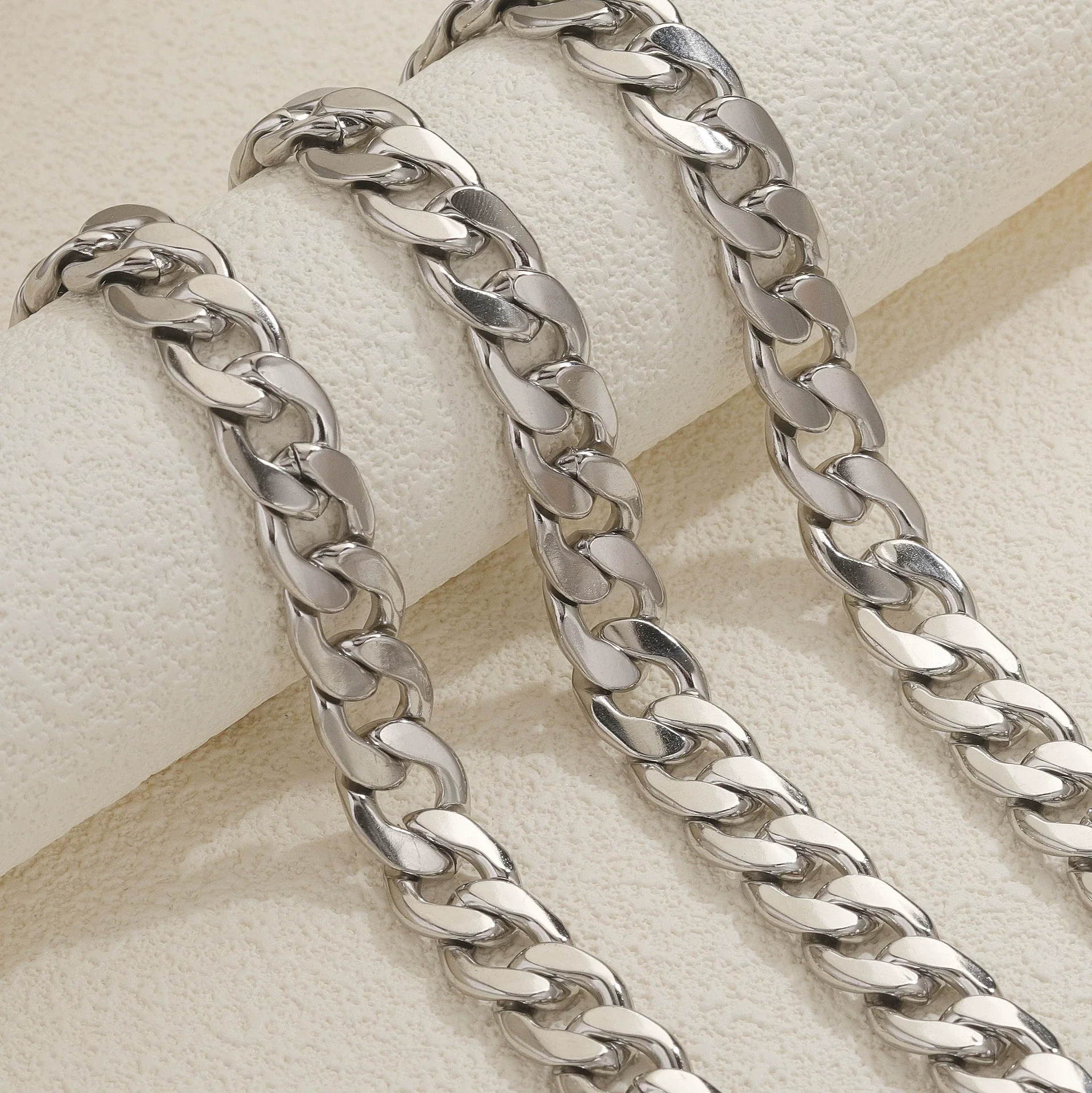 Wholesale Stainless Steel Thread Pattern Electroplated Cuban And Rice Chain Jewelry Accessories For Diy Necklace And Bracelet - Image 4