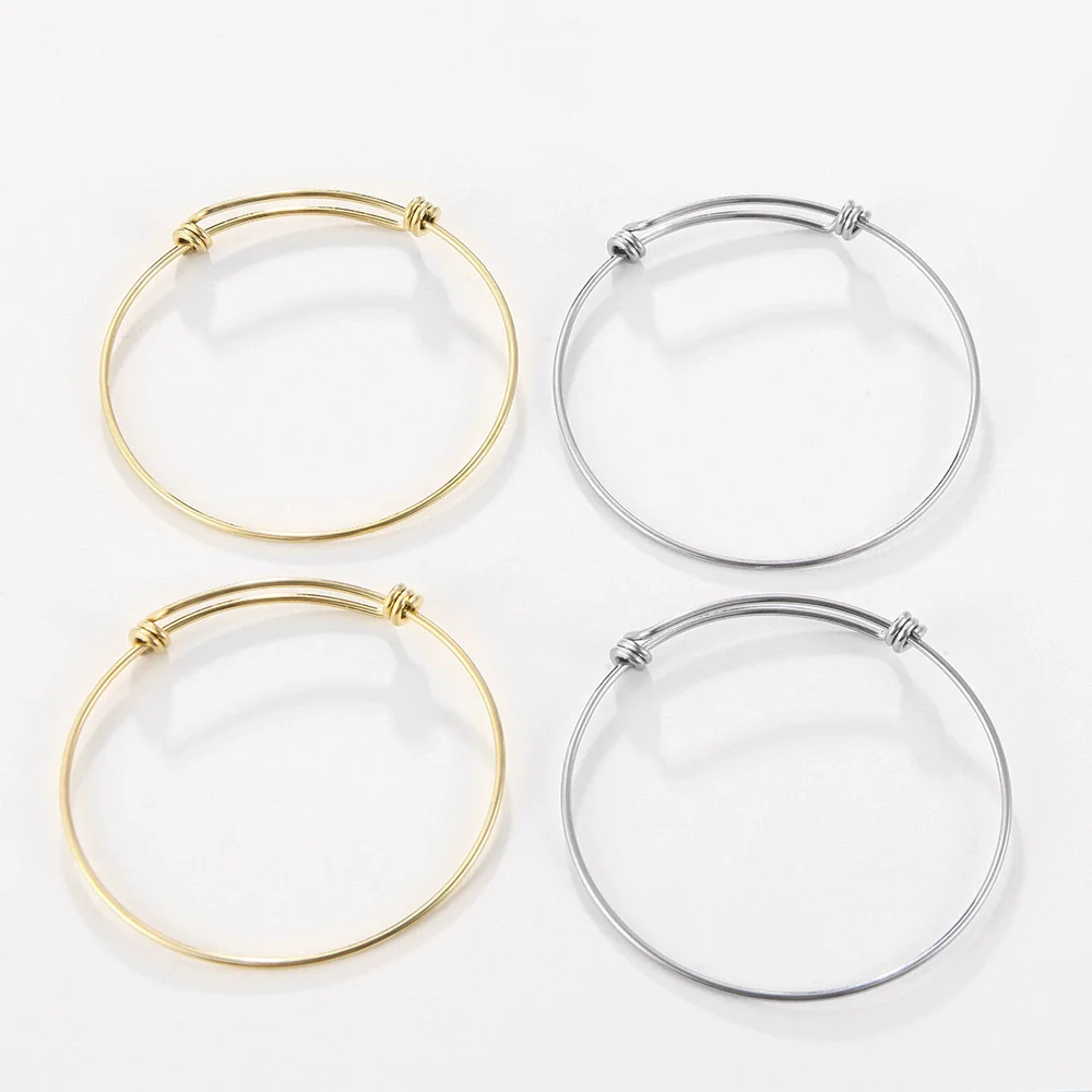 Wholesale Stainless Steel Titanium Steel Coil Pushpull Telescopic Adjustable Electroplated Bracelet - Image 2