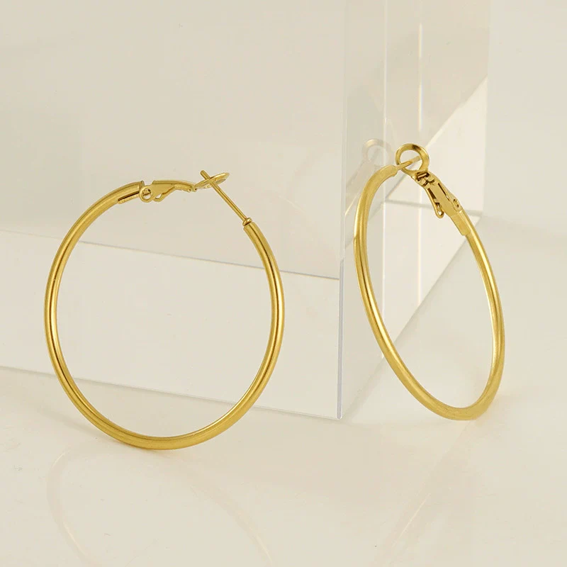 Wholesale 316L Stainless Steel Titanium Steel Geometric Earrings 18K Gold Plated Electroplated For Women Trendy Classic Fashion Allmatch Design - Image 2