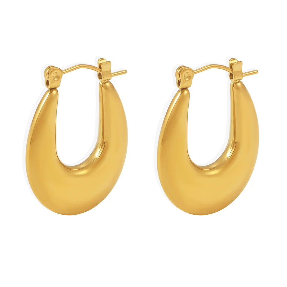 Wholesale Stainless Steel U Shaped Geometric Earrings Electroplated With Golden Color For Women - Image 5